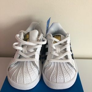 Toddler Adidas shell toe black and white